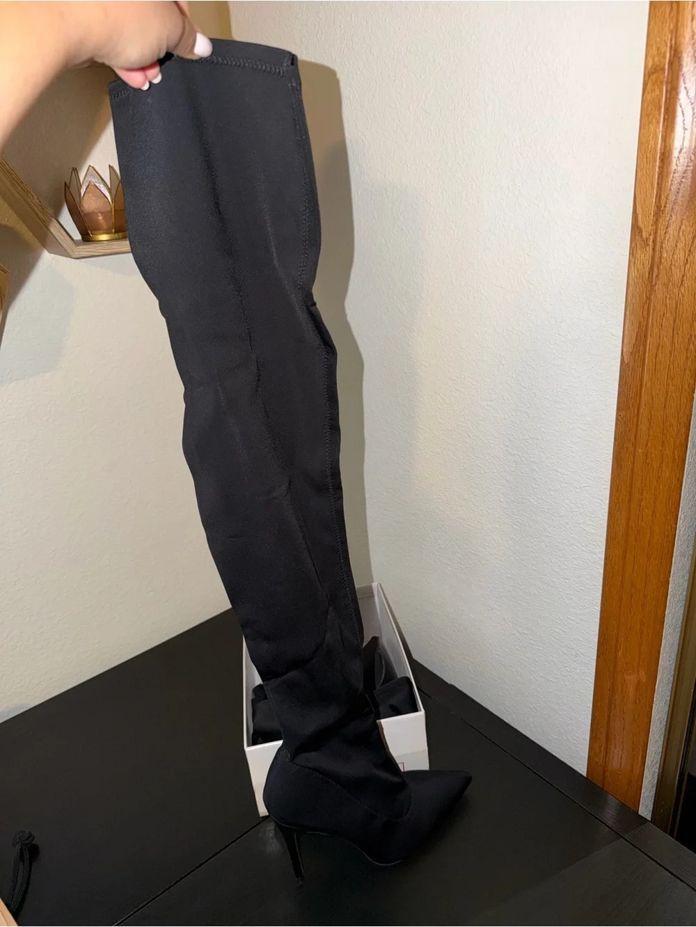 Black Over-the-Knee Stiletto Boots
